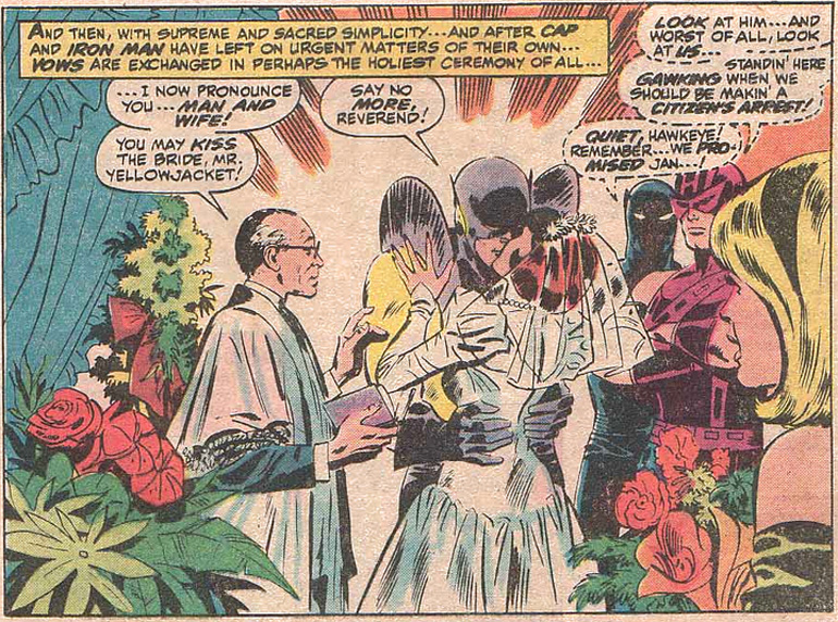 Wasp ve Yellowjacket evleniyor. Avengers #60 (1968)