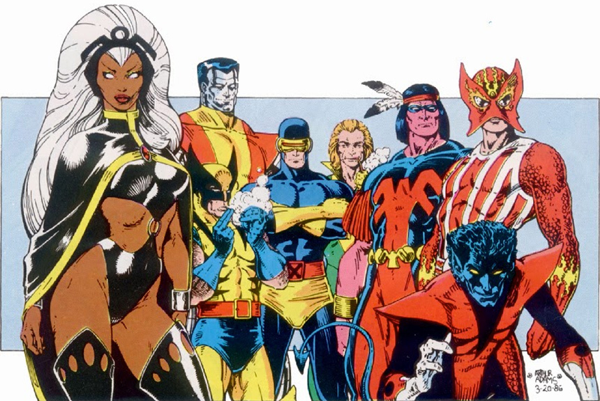 Giant Size X-Men kadrosu (1975). Storm, Colossus, Wolverine, Cyclops, Banshee, Thunderbird, Sunfire ve Nightcrawler